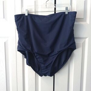LANDS END Size 22W Ultra High Rise Swim Bottoms Navy Blue